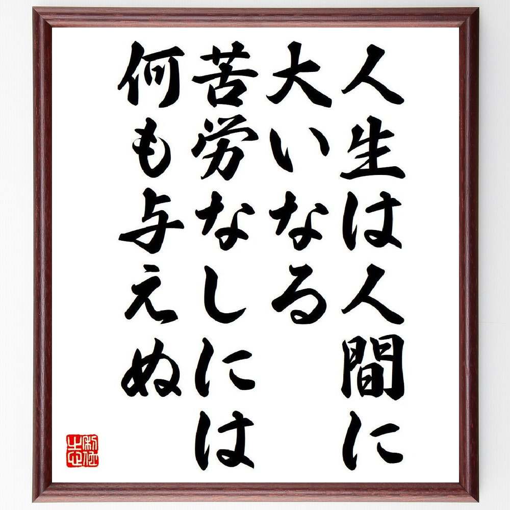 ホラティウスの名言「人生は人間に、大いなる苦労なしには、何も与えぬ」額付き書道色紙／受注後直筆（名言 ホラティウス グッズ 偉人 座右の銘 壁掛け 贈り物 プレゼント 故事成語 諺 格言 有名人 人気 おすすめ）