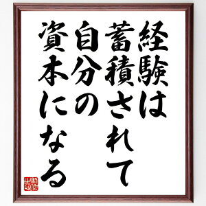 名言「経験は蓄積されて自分の資本になる」手書き書道色紙額/受注後の毛筆直筆(経験 蓄積 資本 自己成長 学び 成功 人生の教訓 ビジネス 名言集 鮎川義介 名言 格言 座右の銘 プレゼント 贈り物 お祝い 偉人 グッズ 心に響く 短い ア~