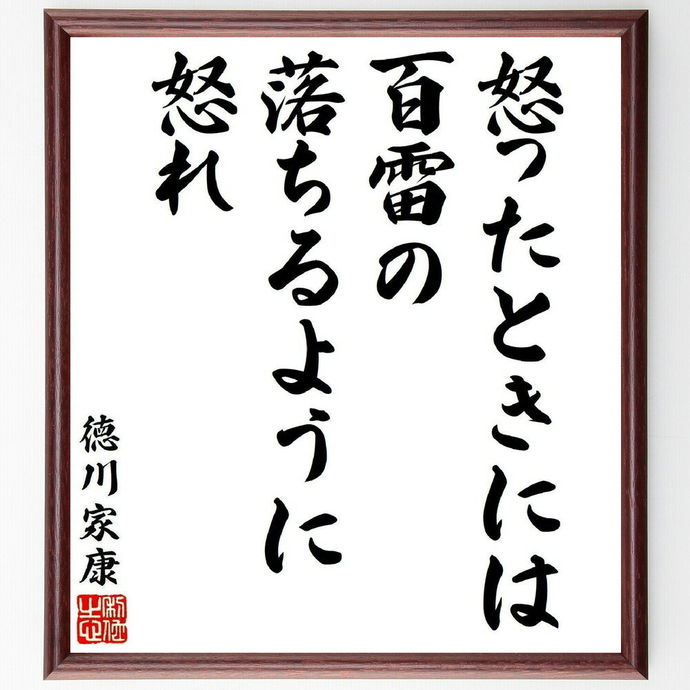 徳川家康の名言「怒ったときには、百雷の落ちるように怒れ」手書き書道色紙額／受注後の毛筆直筆（感情 怒り 徳川家康 名言 表現 リーダーシップ 決断 強さ 戦略 影響力 徳川家康 名言 格言 座右の銘 プレゼント 贈り物 お祝い 偉人 グッス～