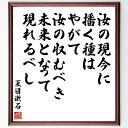 夏目漱石の名言「汝の現今に播く種はやがて汝の収むべき未来となって現れるべし」手書き書道色紙額/受注後の毛筆直筆(名言 未来 因果応報 自己成長 人生の選択 日本...