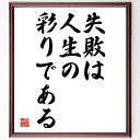 名言「失敗は人生の彩りである」額付き書道色紙／受注後直筆（名言 グッズ 偉人 座右の銘 壁掛け 贈り ...