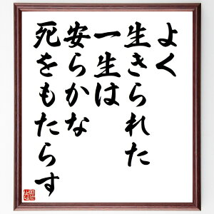 レオナルド・ダ・ヴィンチの名言「よく生きられた一生は、安らかな死をもたらす」手書き書道色紙額/受注後の毛筆直筆(人生の質 安らかな死 芸術家 創造性 名言集 人生哲学 歴史的人物 成功 レオナルド・ダ・ヴィンチ 名言 格言 座右の銘 プレゼン~