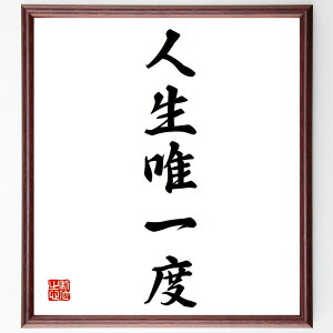 名言「人生唯一度」手書き書道色紙額/受注後の毛筆直筆(人生唯一度 人生の意味 一度きりの人生 大切な瞬間 自己実現 価値ある選択 人生の旅 意義を見出す 目標設定 充実した生き方 名言 格言 座右の銘 プレゼント 贈り物 お祝い 偉人 グッズ~