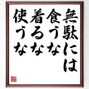 名言「無駄には食うな、着るな、使うな」手書き書道色紙額/受注後の毛筆直筆(横井庄一 無駄 名言 シンプルライフ 生活哲学 効率的 資源の使い方 節約 持続可能性 ミニマリズム 横井庄一 名言 格言 座右の銘 プレゼント 贈り物 お祝い 偉人 ~