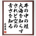 近藤勇の名言「井の中の蛙大海を知らず、されど空の青さを知る」手書き書道色紙額/受注後の毛筆直筆(名言 人生の教訓 視野を広げる 成長 自己啓発 青空 自然の美し...