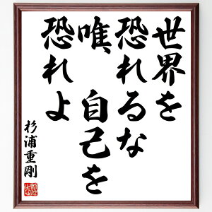 杉浦重剛の名言「世界を恐れるな、唯、自己を恐れよ」手書き書道色紙額/受注後の毛筆直筆(自己啓発 恐れ 名言 杉浦重剛 自己認識 人生哲学 勇気 自己改善 内面の成長 自己恐怖 杉浦重剛 名言 格言 座右の銘 プレゼント 贈り物 お祝い 偉人 グ~