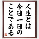 デール・カーネギーの名言「人生とは今日一日のことである」手書き書道色紙額/受注後の毛筆直筆(デール・カーネギー 名言 人生 今日 自己啓発 時間管理 ポジティブ思考 生き方 哲学 瞬間 デール・カーネギー 名言 格言 座右の銘 プレセ~