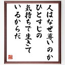 名言「人はなぜ尊いのか、ひとすじの気持ちで生きているからだ」額付き書道色紙／受注後直筆（名言 グッズ 偉人 座右の銘 壁掛け 贈り物 プレゼント 故事成語 諺 格言 有名人 人気 おすすめ） 1