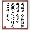 名言「成功する秘訣は、成功するまで失敗しつづけることである」手書き書道色紙額/受注後の毛筆直筆(失敗から学ぶ 成功の秘訣 挑戦の重要性 諦めない心 成長の過程 ...