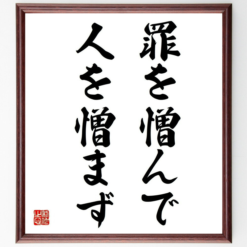 名言「罪を憎んで、人を憎まず」手書き書道色紙額/受注後の毛筆直筆(許し 人間関係 道徳 倫理 心の平和 愛 共感 名言 自己成長 人を理解する 名言 格言 座右...