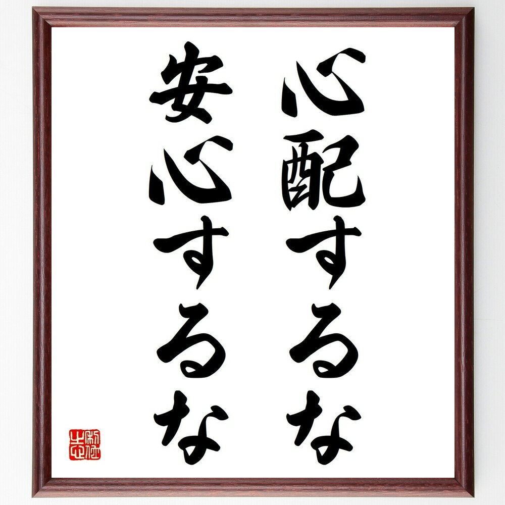名言「心配するな、安心するな」手書き書道色紙額/受注後の毛筆直筆(心配 ストレス管理 メンタルヘルス リラックス 名言 ポジティブ思考 安心感 自己肯定感 人生...