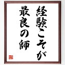 名言「経験こそが最良の師」手書き書道色紙額/受注後の毛筆直筆(経験 学び 人生の教訓 成長 知識 実践 自己啓発 教訓 成功の秘訣 経験の価値 名言 格言 座右...