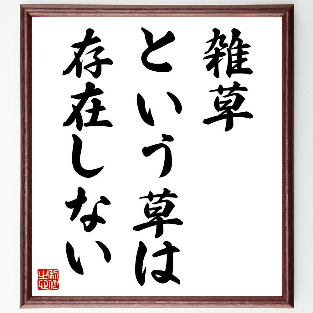 名言「雑草という草は、存在しない」手書き書道色紙額/受注後の毛筆直筆(雑草 名言 自然の教え 価値観の転換 生態系 存在意義 植物の多様性 環境保護 自然観察 ...
