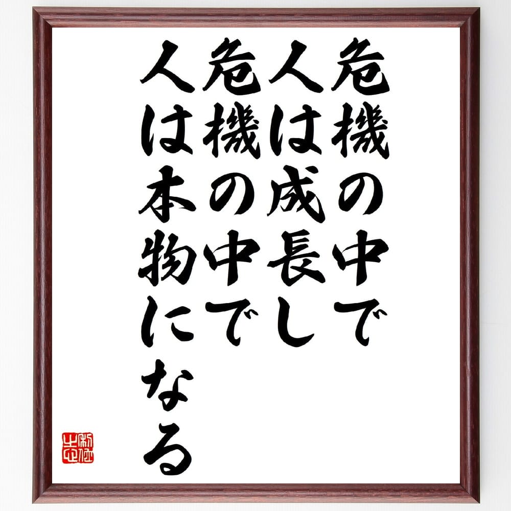 名言「危機の中で人は成長し、危機の中で人は本物になる」額付き書道色紙／受注後直筆（名言 グッズ 偉人 ...