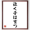 名言「泣く子は育つ」手書き書道色紙額/受注後の毛筆直筆(泣く子は育つ 子育て 教育 愛情 成長 しつけ 笑顔 支援 家族 心理 名言 格言 座右の銘 プレゼント...