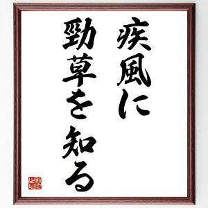 名言「疾風に勁草を知る」手書き書道色紙額/受注後の毛筆直筆(疾風に勁草を知る 名言 逆境に強い 試練 強さ 名言の意味 人生の教訓 勇気 成長 努力の重要性 名言 格言 座右の銘 プレゼント 贈り物 お祝い 偉人 グッズ 心に響く 短い アニ~