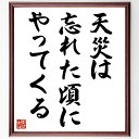 名言「天災は忘れた頃にやってくる」手書き書道色紙額/受注後の毛筆直筆(天災 自然災害 警戒心 日本の名言 教訓 備え 危機管理 忘却 意識 防災 名言 格言 座...
