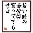 名言「若い時の苦労は買ってでもせよ」手書き書道色紙額/受注後の毛筆直筆(若い時 経験 成長 苦労の価値 人生の教訓 自己投資 未来への準備 名言 努力 成功 名...