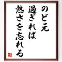 名言「のど元過ぎれば熱さを忘れる」手書き書道色紙額/受注後の毛筆直筆(忘却 経験 教訓 危機管理 反省 人間の心理 時間 記憶 注意喚起 教訓 名言 格言 座右...