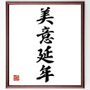 四字熟語「美意延年」手書き書道色紙額/受注後の毛筆直筆(美しさと健康 長寿の秘訣 生活の質 健康的なライフスタイル 美と健康 心身の調和 食事と美容 ストレス管...