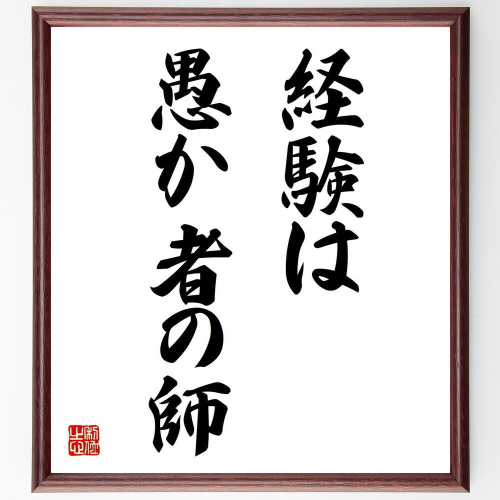名言「経験は愚か者の師」手書き書道色紙額/受注後の毛筆直筆(学び 経験 知恵 成長 教訓 反省 自己改善 人生の教え 知識 実践 名言 格言 座右の銘 プレゼン...