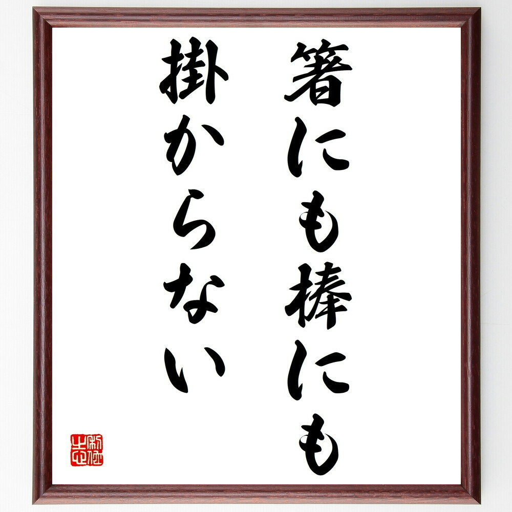 名言「箸にも棒にも掛からない」手書き書道色紙額/受注後の毛筆直筆(名言 無力 役に立たない 使えない 比喩 日常生活 例え 失敗 名言 格言 座右の銘 プレゼン...