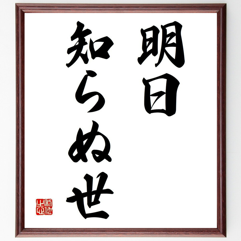 名言「明日知らぬ世」手書き書道色紙額/受注後の毛筆直筆(未来 不確実性 人生の教訓 哲学 名言集 時間の価値 生き方 希望 明日への準備 名言 格言 座右の銘 ...