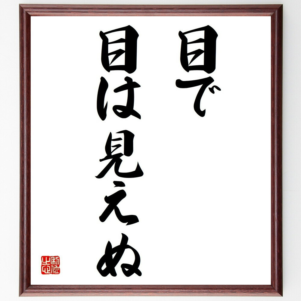 名言「目で目は見えぬ」手書き書道色紙額/受注後の毛筆直筆(視覚 認識 名言 真実 洞察力 人間の限界 哲学 自己認識 内面 名言 格言 座右の銘 プレゼント 贈...