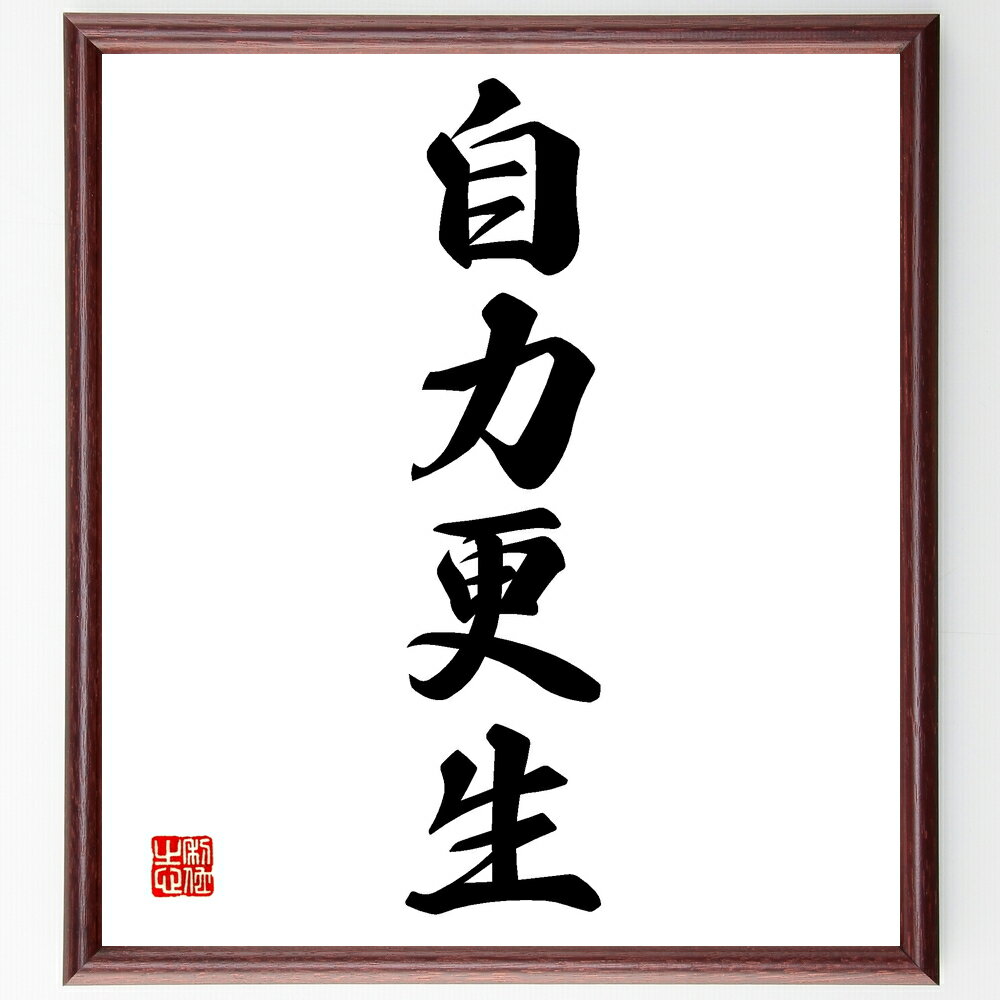 四字熟語「自力更生」手書き書道色紙額／受注後の毛筆直筆（自力更生 自力 更生 自己改善 自助努力 自己成長 自力の重要性 自力更生の例 自力更生の方法 自力更生の成功事例 四字熟語 名言 格言 座右の銘 プレゼント 贈り物 お祝い 偉人 グッス～