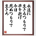 ジェームズ・ディーンの名言「永遠に生きるつもりで夢を抱け、今日死ぬつもりで生きろ」額付き書道色紙／受注後直筆（ジェームズ・ディーン 名言 グッズ 偉人 座右の銘 壁掛け 贈り物 プレゼント 故事成語 諺 格言 有名人 人気 おすすめ）