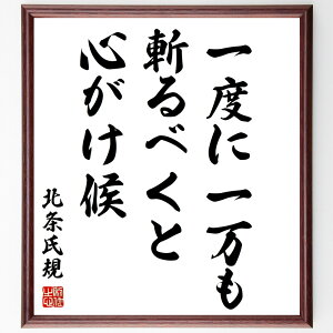 北条氏規の名言「一度に一万も斬るべくと心がけ候」手書き書道色紙額/受注後の毛筆直筆(北条氏規 名言 武士道 戦略 歴史 日本史 決意 挑戦 勇気 北条氏規 名言 格言 座右の銘 プレゼント 贈り物 お祝い 偉人 グッズ 心に響く 短い アニメ~