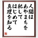 三島由紀夫の名言「人間はあやまちを犯して、はじめて真理を知る」額付き書道色紙／受注後直筆（三島由紀夫 名言 グッズ 偉人 座右の銘 壁掛け 贈り物 プレゼント 故事成語 諺 格言 有名人 人気 おすすめ）