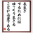 キケロの名言「長生きするためには、ゆっくり生きることが必要である」手書き書道色紙額/受注後の毛筆直筆(キケロ 名言 長生き ゆっくり生きる 人生哲学 健康 スト...