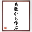名言「失敗から学ぶ」手書き書道色紙額/受注後の毛筆直筆(失敗から学ぶ 教訓 成功の秘訣 リスク管理 反省と改善 挑戦する勇気 失敗の価値 成長の過程 ポジティブ...