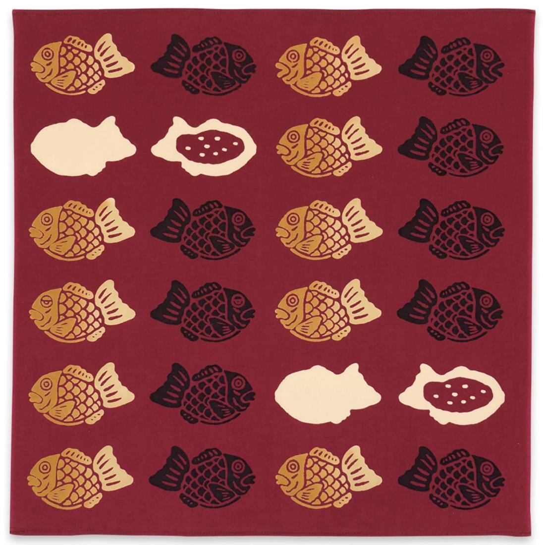 ミヤモトタオル 宮本 ハンカチ kenema 注染はんかち たい焼き 日本製 ブラウン 約44×44cm 25167