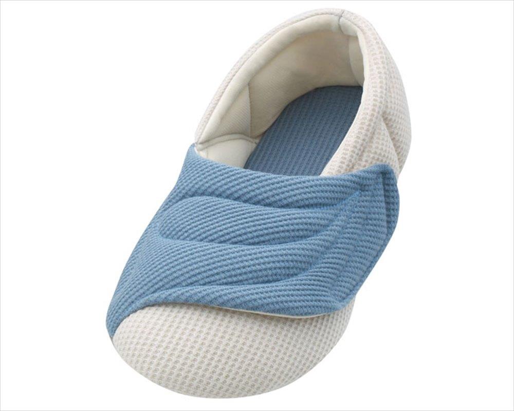 徳武産業 あゆみシューズ ワイドベルトワッフル ブルー LLサイズ(25.0~26.0cm) 足囲9E相当 両足 室内用 介護シューズ