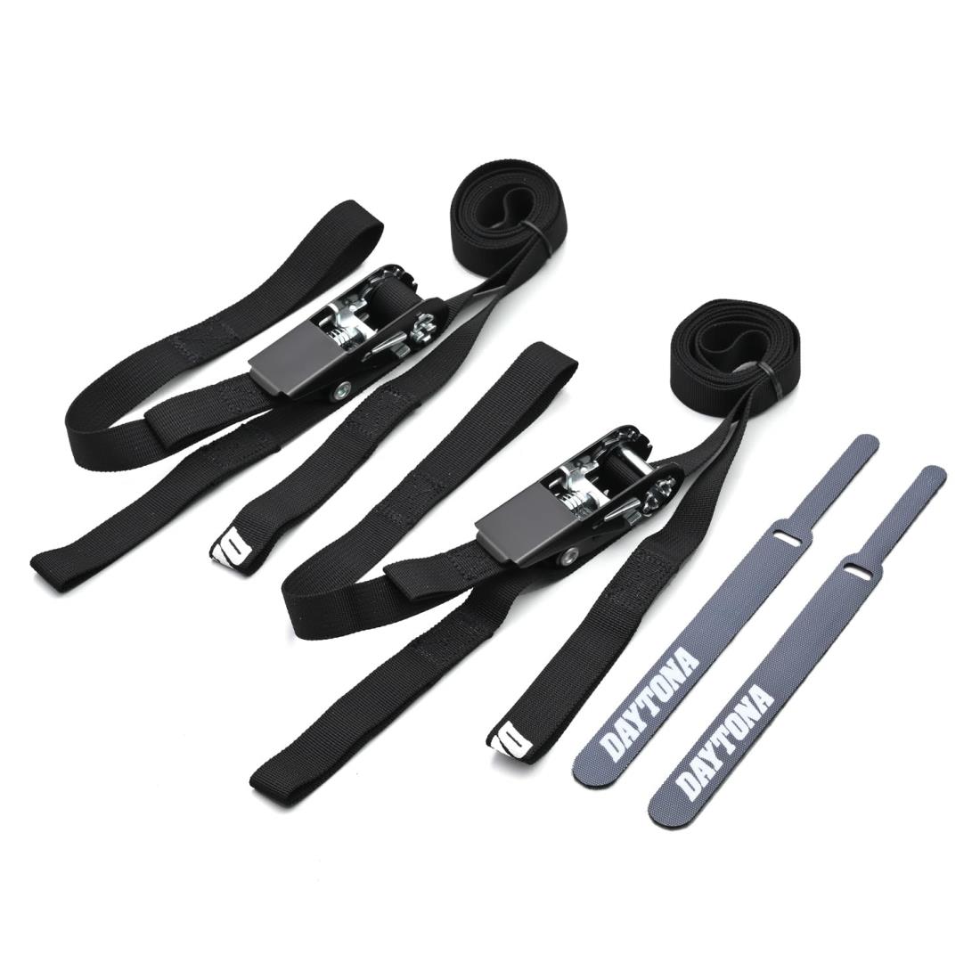 デイトナ(Daytona) バイク ラッシングベルト 2本入り ラチェット式 耐荷重100kg ベルト幅20mm ループタイプ ブラック 42068