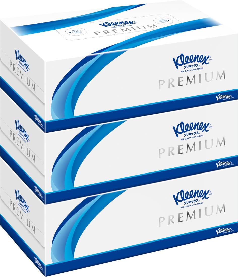 ティッシュ 320枚(160組) 3箱 クリネックス プレミアム