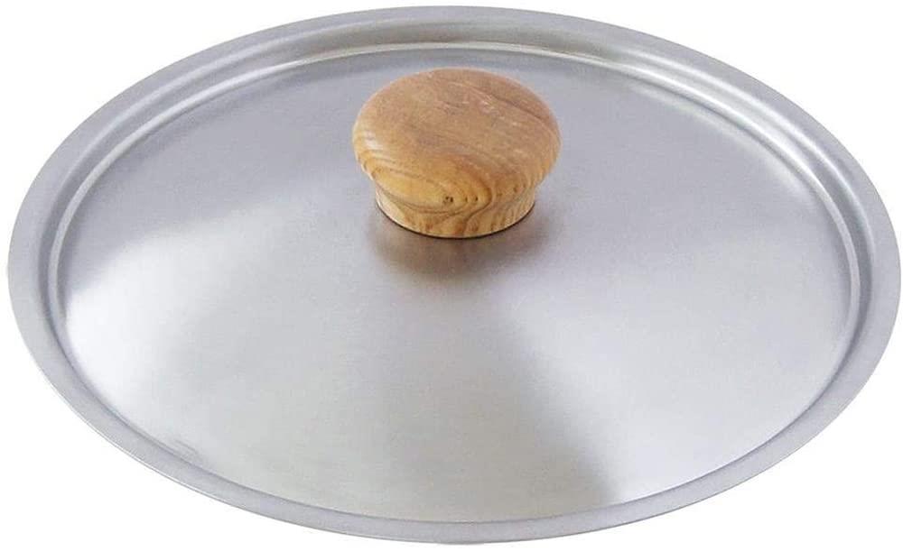 ウルシヤマ金属工業 フライパン蓋 ステンレス製 鉄フライパンにも使える おしゃれな木材のつまみ 日本製 フライパンカバー ステンレス蓋 USF-22 ステンレス製 鍋フタ 鍋蓋