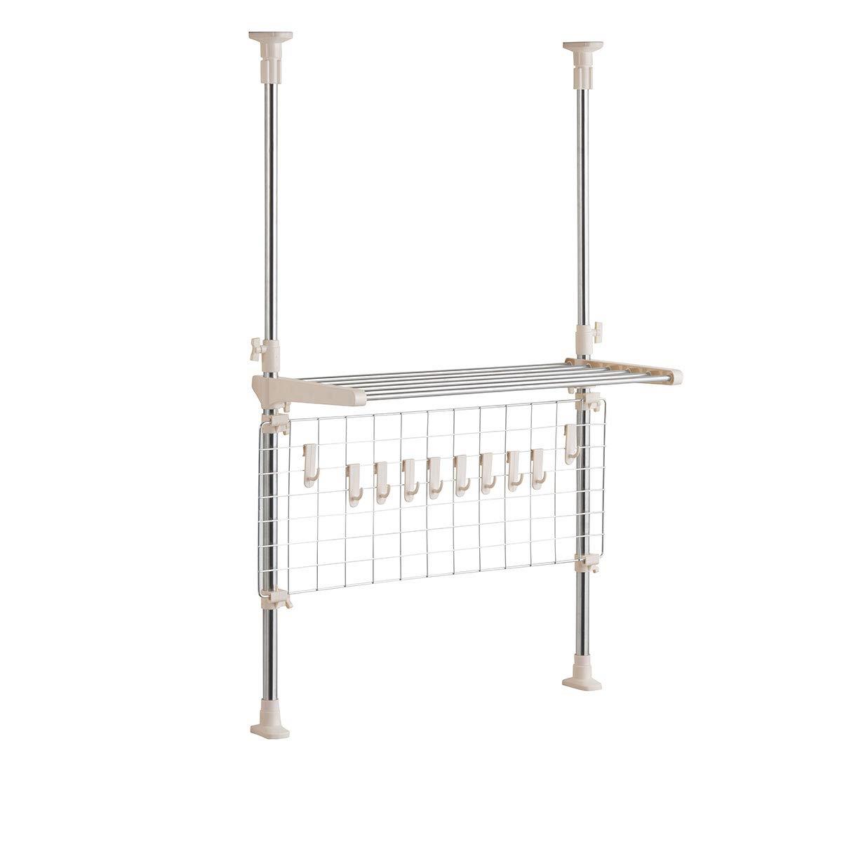 ベストコ ステンレス つっぱりキッチンラック 1段 ネット付 ワームグレー NY-1003