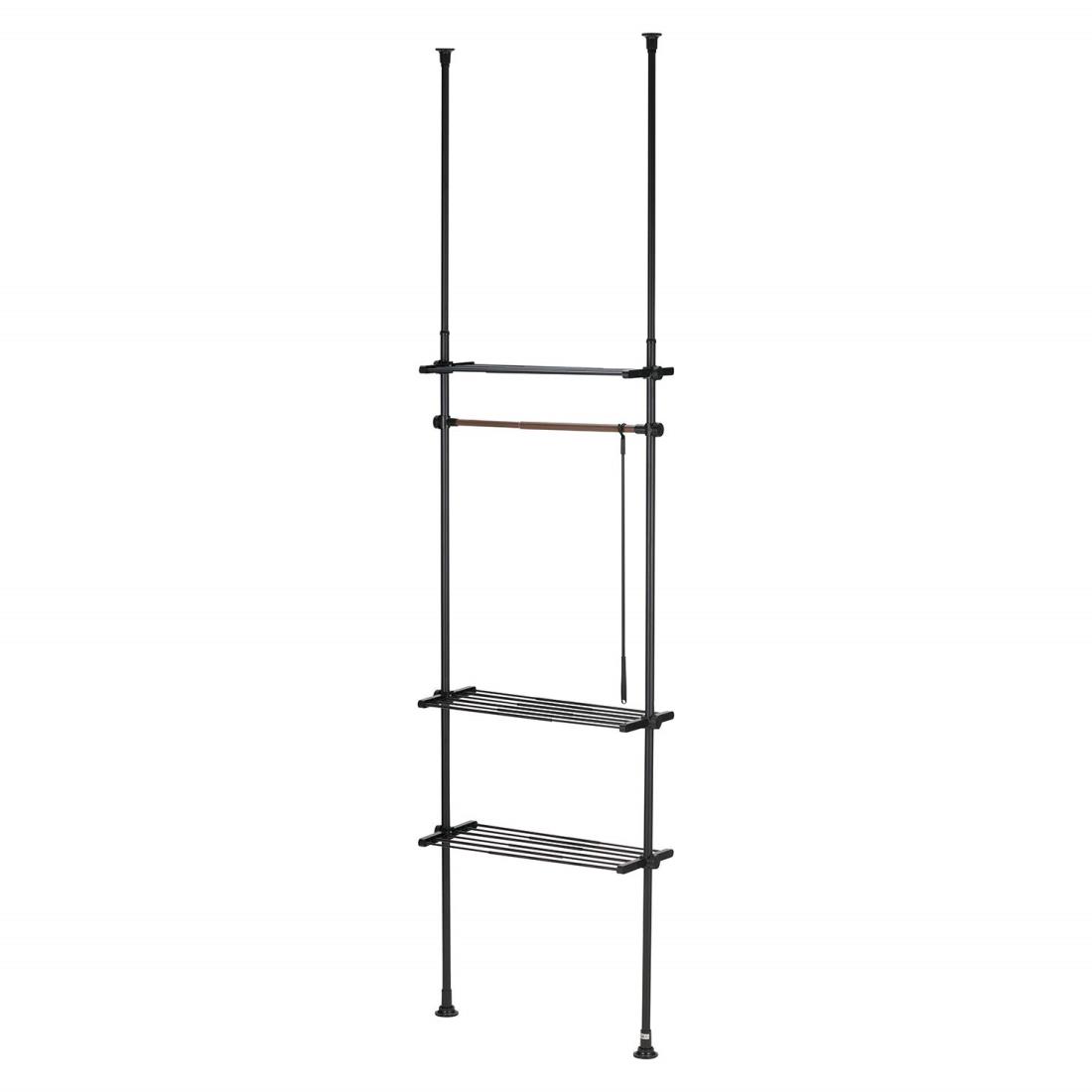 武田コーポレーション 【衣類収納・つっぱり棚・壁面収納】 ブラック 50~80×27×200~270 突っ張りデザインハンガーラック 棚付き C0-TTP50BK 50~80×27×200~270