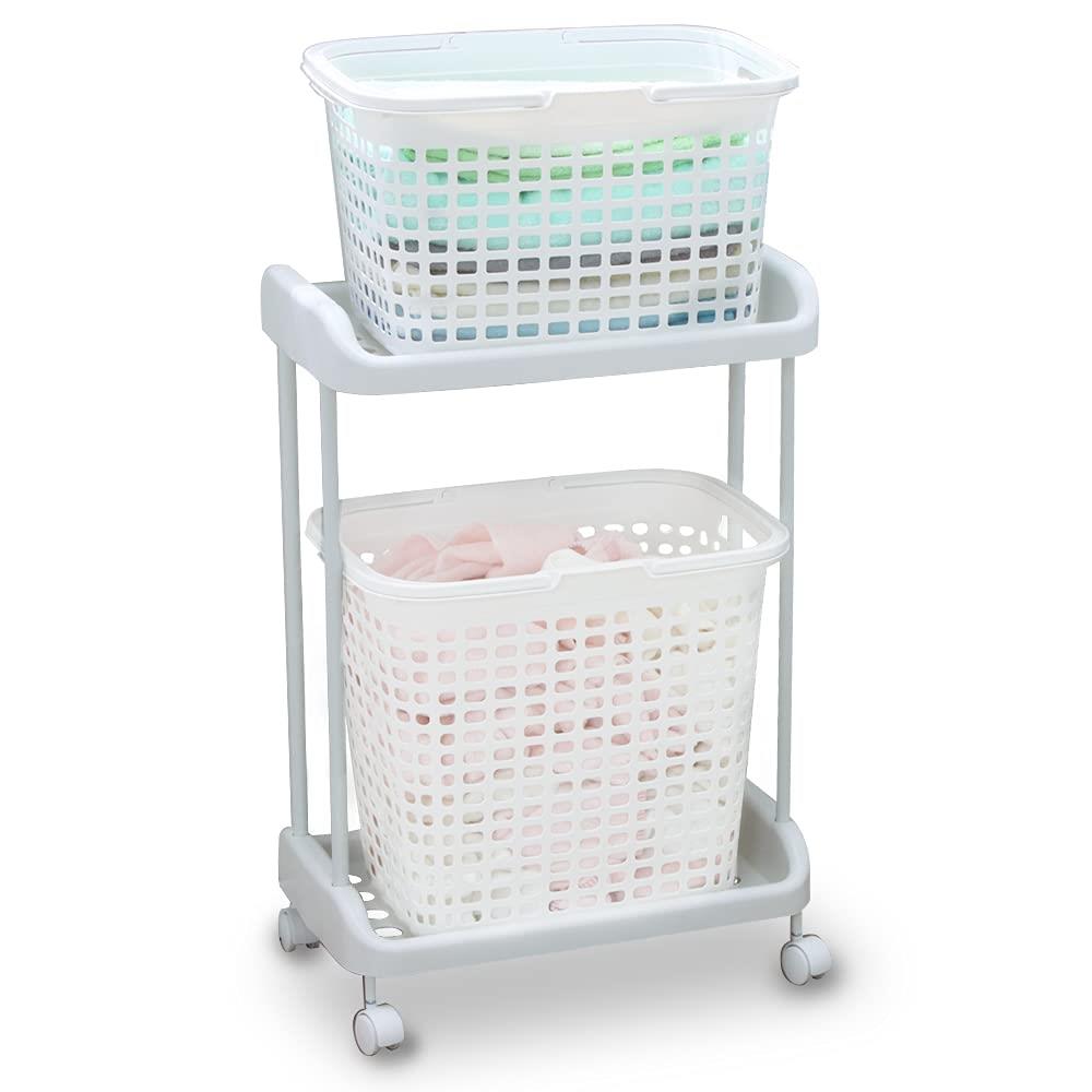 アイリスオーヤマ バスケット ラック 3点セット 幅50×奥行93.5×高さ31 ホワイト BTR-3S