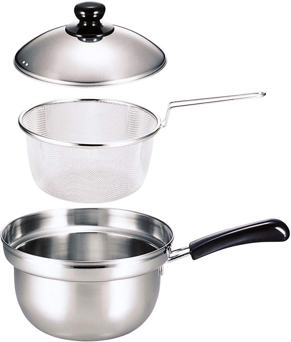 下村企販 片手鍋 ゆで名人 ザル付 20cm 【日本製】 2.4L 直火・IH対応 ふきこぼれにくい 湯切りザル付..