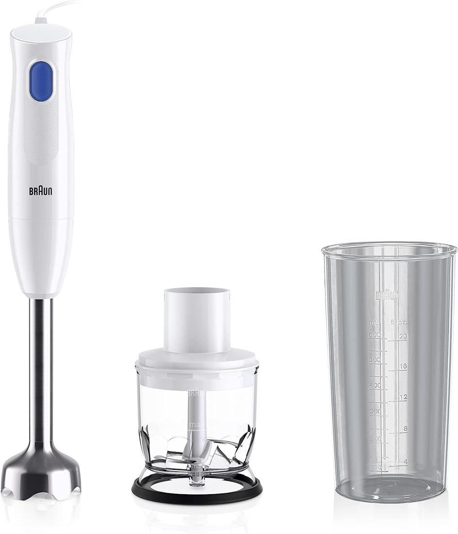 ブラウン ハンドブレンダーマルチクイック1 MQ10201MWH 軽量 コンパクト 離乳食 下ごしらえ スムージー スープ つぶす 混ぜる きざむ みじん切り 簡単操作 時短 1台3役 300W ギフト プレゼント お手入れ簡単 食洗機 ドイツ設計