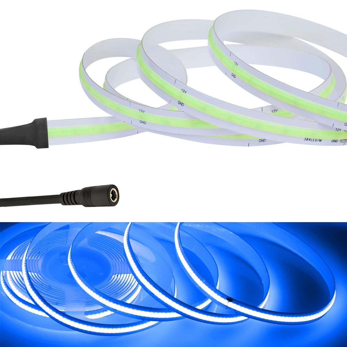 LEKE COB テープライトLEDストリップライトフレキシブル 高密度 LEDテープライト4.5m 320LEDs/m ブルーライト DC12V 180°発光CRI＞=90，両面テープ変形可能 切断可能 寝室 キッチンホーム オフ ィス屋内装飾 (ブルーライト,4.5m)