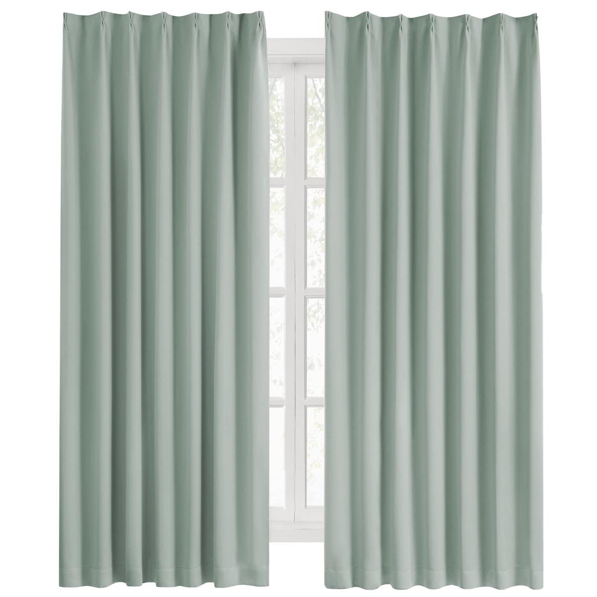 Hansleep カーテン 1級遮光 2枚組 幅100cm丈110cm カルダモングリーン 断熱 防寒 防音 省エネ 厚手 無地 おしゃれ 洗える リビング用 (カルダモングリーン, 幅100cm×丈110cm)