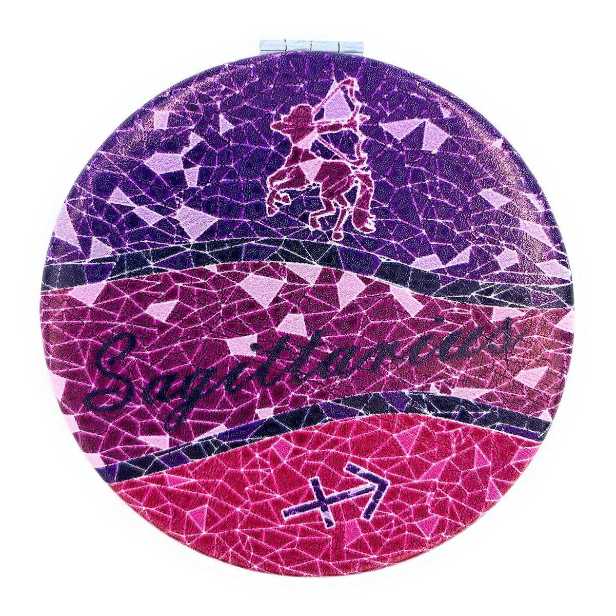 Aeisage 旅行 ミラー コンパクト 射手座 誕生日用 ギフト レディース メイクアップ ミラー ハンドヘルド ギフト 干支 射手座 サイン付 直径 2.75” x 0.4” 厚さ 射手座