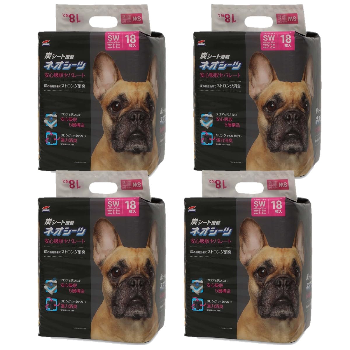 ネオ・ルーライフ ネオシーツ カーボン セパレート ペットシーツ スーパーワイド 18枚入×4袋 全72枚 (ケース販売)