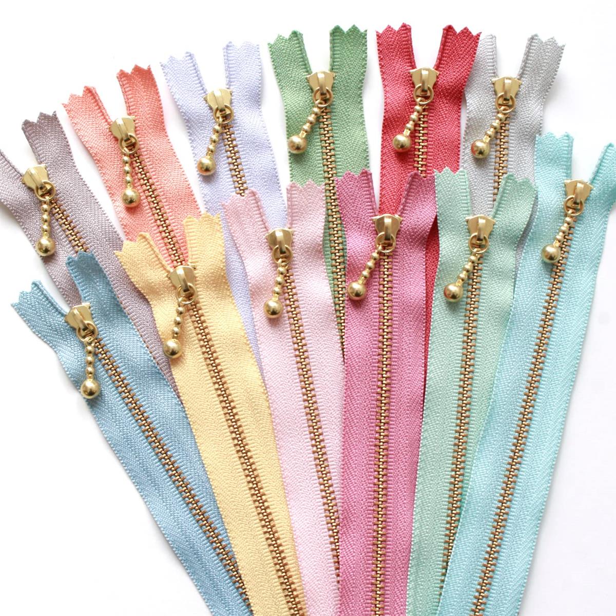 日本紐釦貿易(Nippon Chuko) YKK 玉付きファスナー ニュアンスカラー 20cm ゴールド 12色セット 3G20-N..