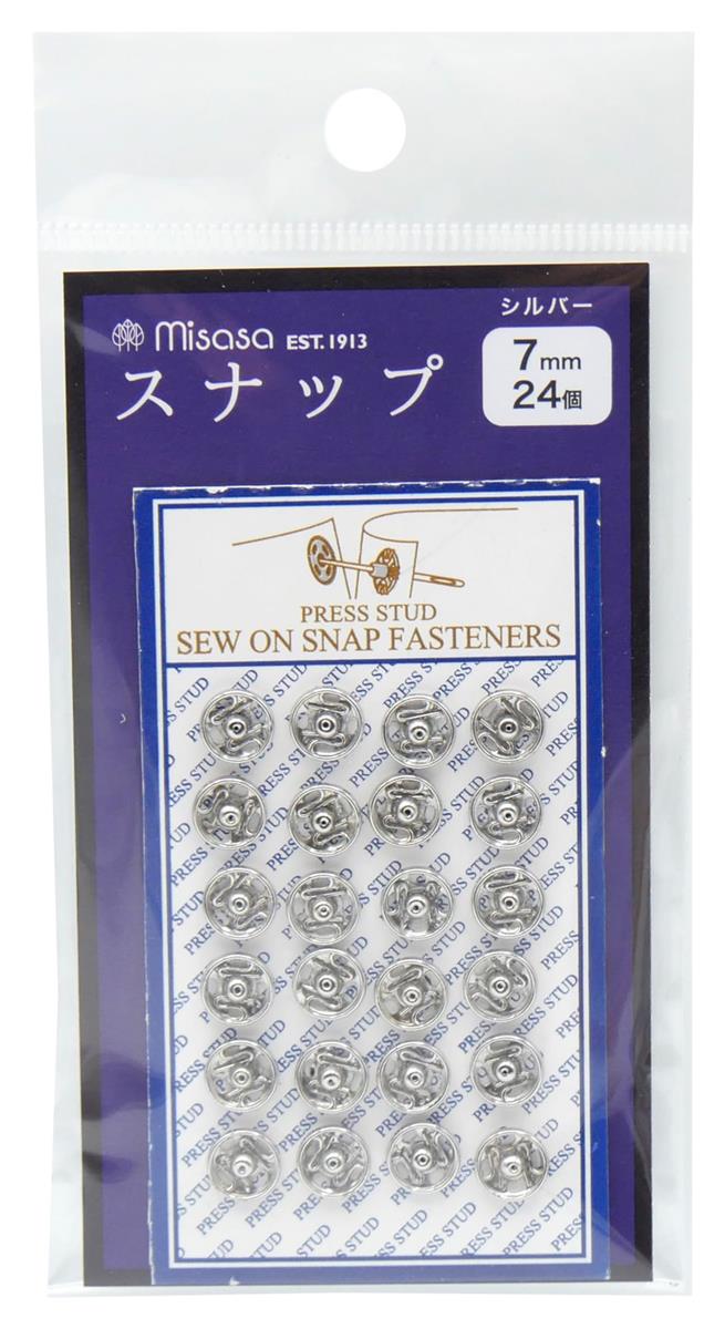 ミササ (misasa) 手芸 材料 スナップ ボタン 7mm 24個付き シルバー No. 9412